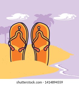 flip flops in beach summer scene