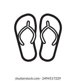 Flip Flops black outline icon lifestyle nature sun foot sea fashion design.