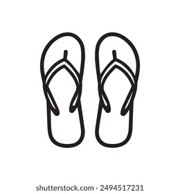 Flip Flops black outline icon lifestyle nature sun foot sea fashion design.