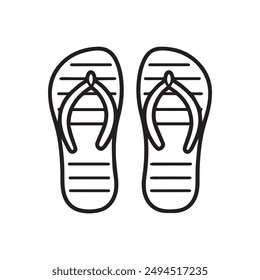 Flip Flops black outline icon lifestyle nature sun foot sea fashion design.