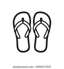 Flip Flops black outline icon lifestyle nature sun foot sea fashion design.