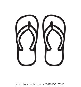 Flip Flops black outline icon lifestyle nature sun foot sea fashion design.