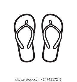 Flip Flops black outline icon lifestyle nature sun foot sea fashion design.