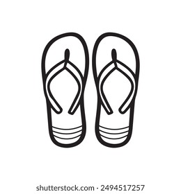 Flip Flops black outline icon lifestyle nature sun foot sea fashion design.