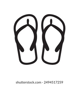 Flip Flops black outline icon lifestyle nature sun foot sea fashion design.