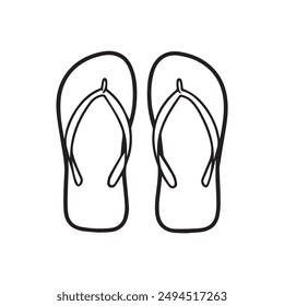 Flip Flops black outline icon lifestyle nature sun foot sea fashion design.