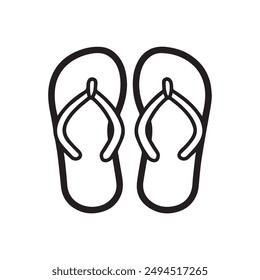 Flip Flops black outline icon lifestyle nature sun foot sea fashion design.