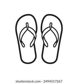 Flip Flops black outline icon lifestyle nature sun foot sea fashion design.