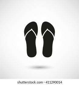flip flops - black vector icon  with shadow