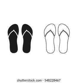 flip flops -  black vector icon