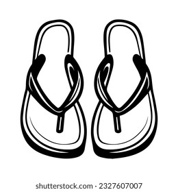 flip flops black and white icon. Footwear symbol. Vector illustration design. Isolated on white background.