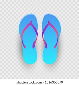 Flip flops. Blue beach flip flops. Vector illustration