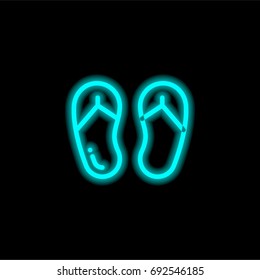 Flip flops blue glowing neon ui ux icon. Glowing sign logo vector