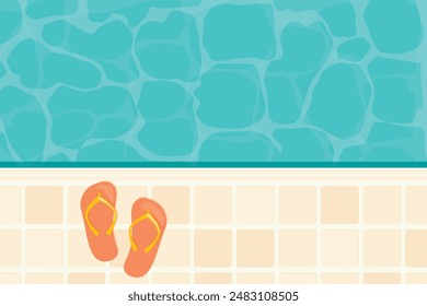 chanclas junto a la piscina, concepto de vacaciones de verano- Ilustración vectorial