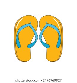 flip flops cartoon sticker isolated on white background