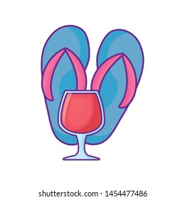 flip flops with cocktail in cup