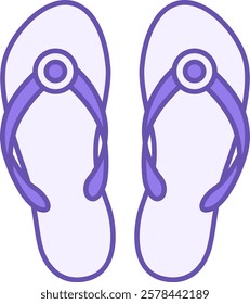 Flip Flops Color Icon. Vector Icon. Beach Shoes, Clothing. Brazilian Carnival Concept