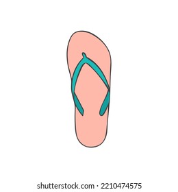 Flip flops colorful icon. Flip flops colorful doodle illustration in vector. Summer sandals illustration in vector