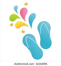 flip flops with colorful splash