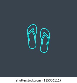 flip flops concept blue line icon. Simple thin element on dark background. flip flops concept outline symbol design from Beach set. Can be used for web and mobile UI/UX