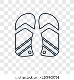 Flip flops concept vector linear icon isolated on transparent background, Flip flops concept transparency concept in outline style