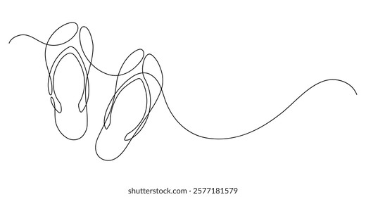 Flip flops. Continuous line drawing. Frame border.