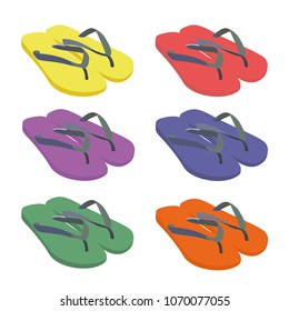 Flip Flops Different Color Set Realistic Stock Vector (Royalty Free ...