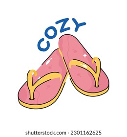 Flip Flops doodle filled outline vector icon. EPS 10 file