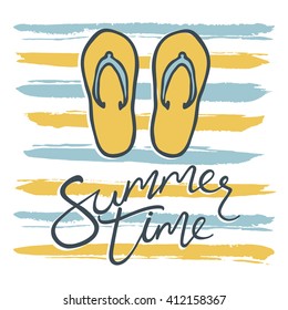 Flip flops doodle. Summer background. Logo design for banner, poster, flyer, cover, brochure.