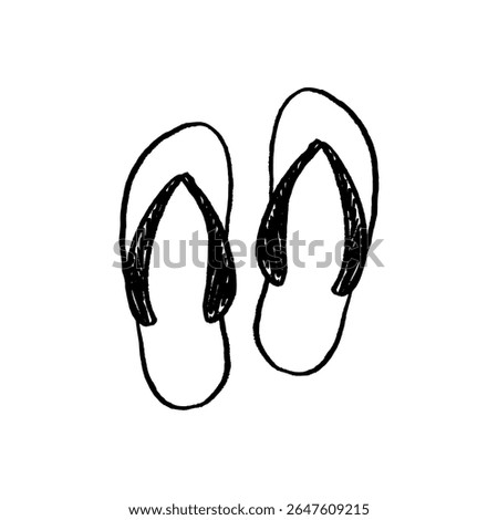 Flip Flops Doodle Vector – Hand-Drawn Summer Beach Footwear in Sketch Style