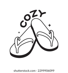 Flip Flops doodle vector outline icon. EPS 10 file