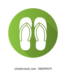 Flip flops flat design long shadow icon. Summer slippers. Vector silhouette symbol