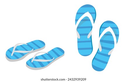 Flip flops flat vector set. Colorful flip flops illustration in cartoon style. Hello summer concept. Summer vacation item. Summer accessories.