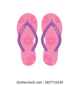 flip flops con diseño de flores sobre fondo blanco, estilo de línea, ilustración vectorial