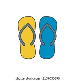 Flip flops, footwear slippers icon in color icon, isolated on white background 