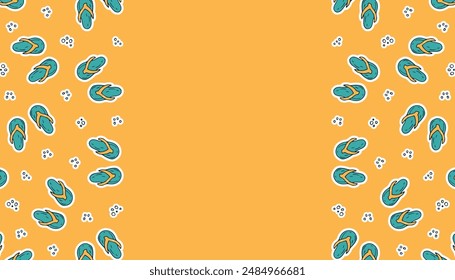 flip flops. frame. background. flip-flops. slippers. slates. beach. shoes for the beach. vector. doodle. sticker. pattern. graphic resource. on a colored background.