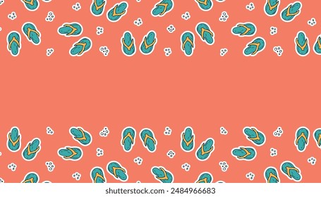 flip flops. frame. background. flip-flops. slippers. slates. beach. shoes for the beach. vector. doodle. sticker. pattern. graphic resource. on a colored background.