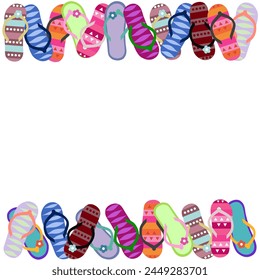 Flip flops frame. Isolated vector design. Empty space for text.