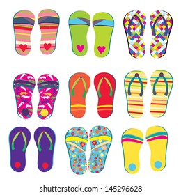 Flip flops funny designs set for summer