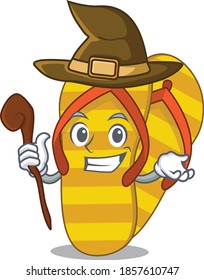 Flip flops funny but sneaky witch cartoon character design