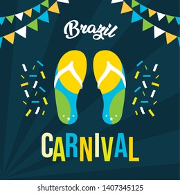 flip flops garland confetti poster brazil carnival festival vector illustration