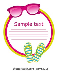 flip flops and glasses with circle copy space. vector