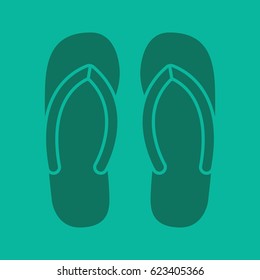 Flip flops glyph color icon. Silhouette symbol. Summer slippers. Negative space. Vector isolated illustration