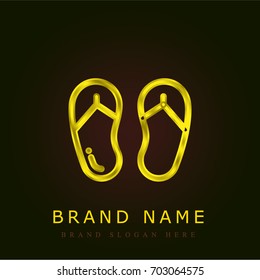 Flip flops golden metallic logo