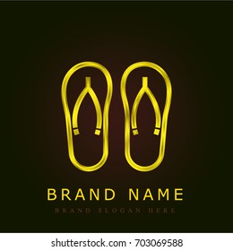 Flip flops golden metallic logo