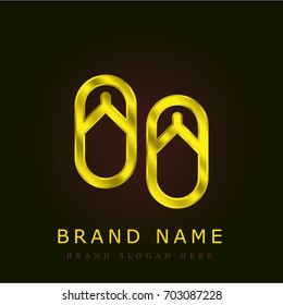 Flip flops golden metallic logo