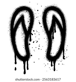 Flip flops graffiti with black spray paint. vector illustration.