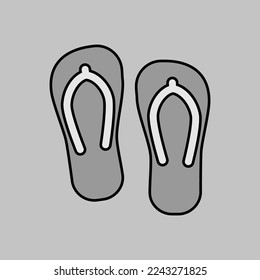 Flip Flops grayscale vector isolated icon. Summer sign. Graph symbol for travel and tourism web site and apps design, logo, app, UI