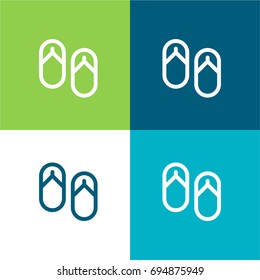 Flip flops green and blue material color minimal icon or logo design
