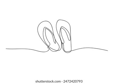 flip flops hand drawn. linart continuous line drawing. Single line drawing for summer design. Summertime